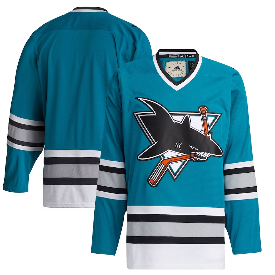 Men's San Jose Sharks Teal 30th Anniversary Premier Breakaway Team Blank Jersey